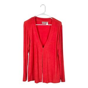 Chico’s Travelers Red Slinky V-Neck Cardigan